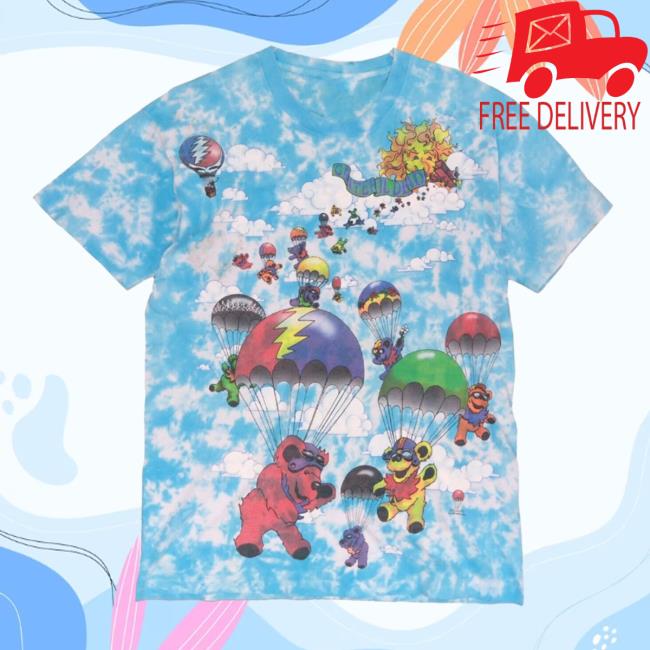 Official Throwback Vault Vintage Grateful Dead Parachute Bear Liquid Blue Tie Dye Hoodie 1993 90S
