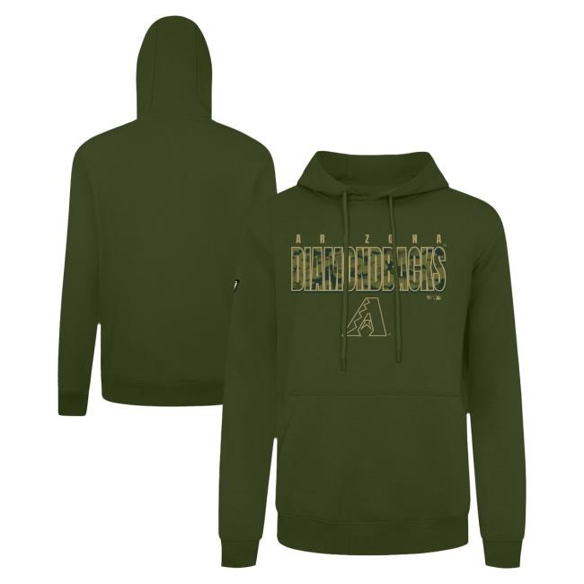 Official MLB Store Men's Arizona Diamondbacks Levelwear Khaki Podium Protect Hooded Sweatshirt