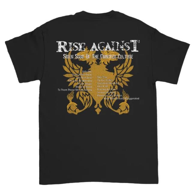 Official Rise Against Siren Song 20th Anniversary Crest and Tracklist Tshirt (Black)