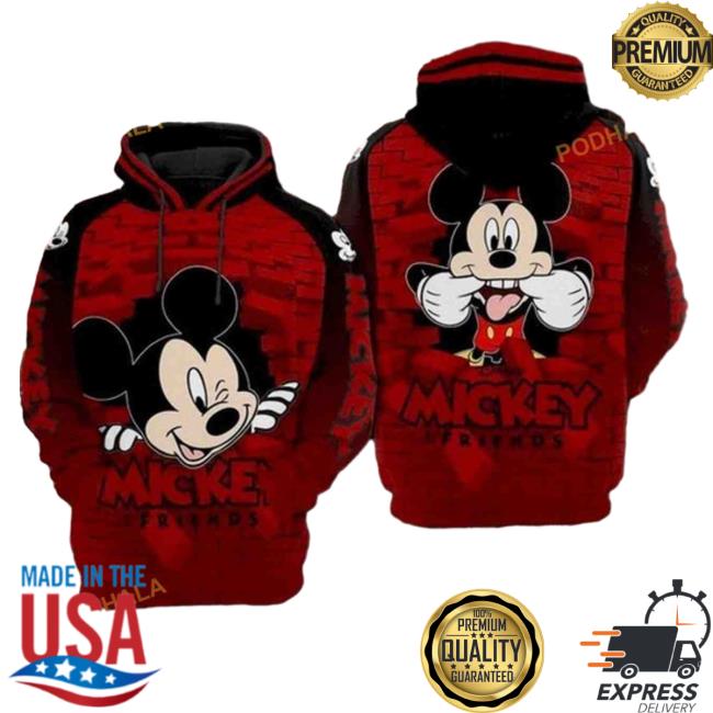 Official Mickey And Minnie Mouse Brick Wall Style 3D T Shirt