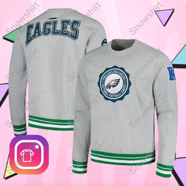 Official PhiladelphiaEagles Clothing Merch Store Shop New Era Kelly Green Philadelphia Eagles Big & Tall Throwback Colorblock Crewneck