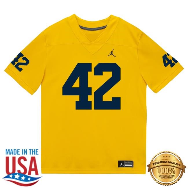 The M Den Michigan Wolverines #42 Jalen Hoffman Student Athlete Maize Football Jersey Tshirt