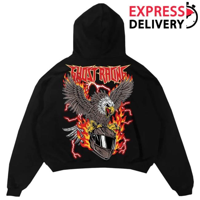 Official Ghost Racing Clothing Red Flaming Eagle Shirts - Black