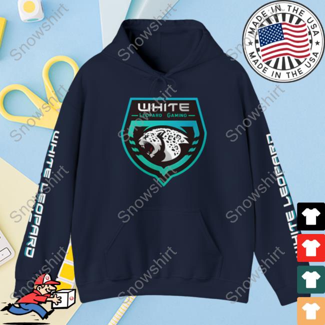 Official Soar Dogg White Leopard Gaming Hooded Sweatshirt Navy