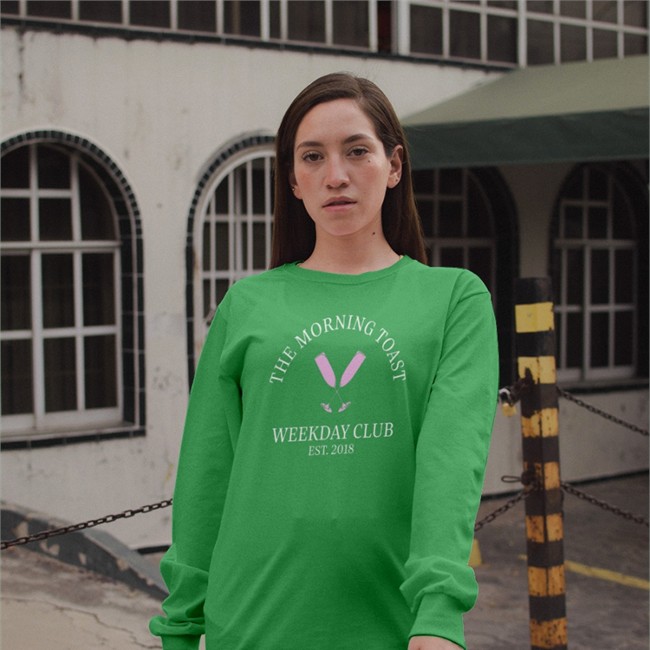 Morning Toast Weekday Club Est 2018 Tee Morning Toast Merch Tmt Weekday Club Green Hooded Sweatshirt Est 2018