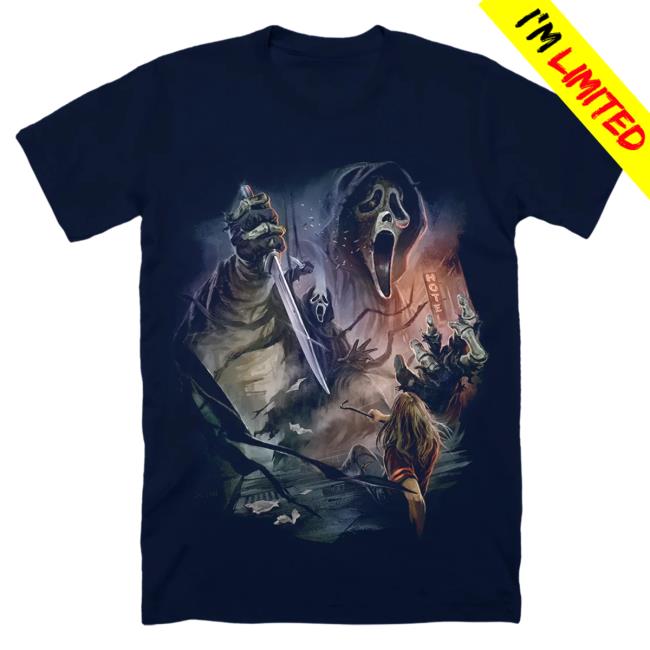 Official Cavity Colors Ghost Face: Nightmare City - T-Shirts (Midnight Navy)
