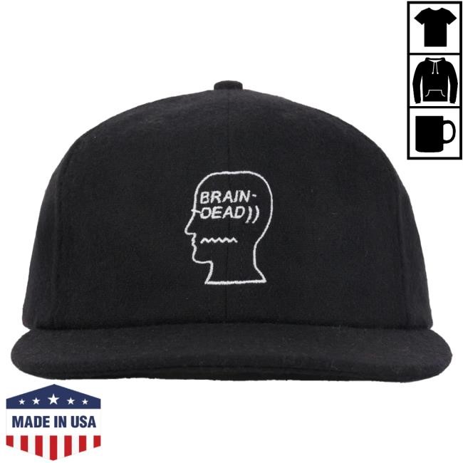 Official Brain Dead Merch Store We Are Brain Dead Flannel Logohead 6 Panel Hat - Black Official Brain Dead Merch Store We Are Brain Dead Flannel Logohead 6 Panel Cap - Black