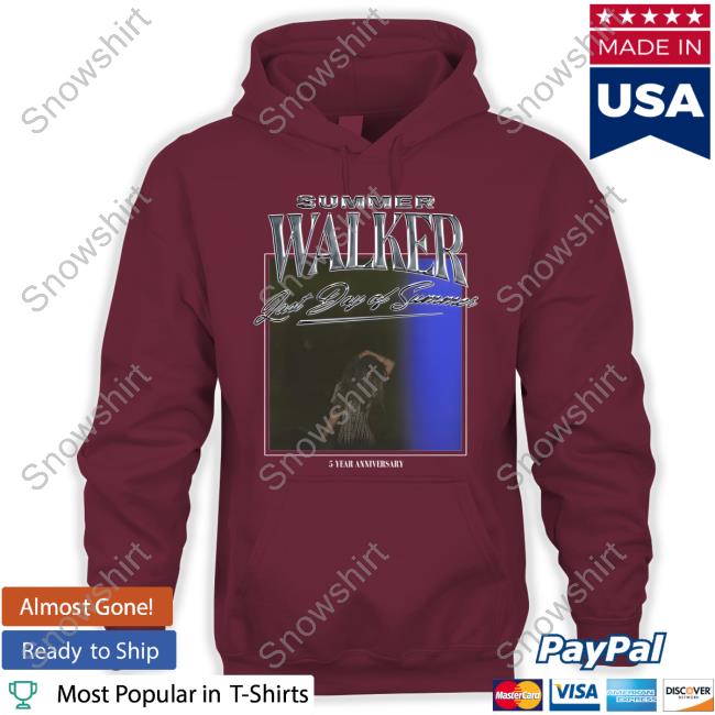 Official Summer Walker Merch Last Day Of Summer 5 Year Anniversary Cover Tee Official Summer Walker Merch Cover Hoodie