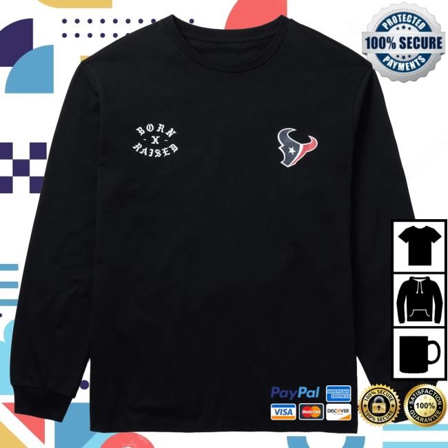 Official Born X Raised Merch Store Shop Born X Raised + Houston Texans Arch Long Sleeve Shirt New: Black BornxRaised