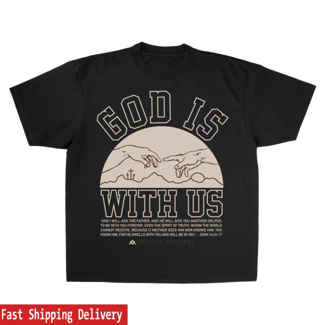Official Malta Apparel Clothing ‘God Is With Us’ Heavyweight Garment-Dyed Top Shirt