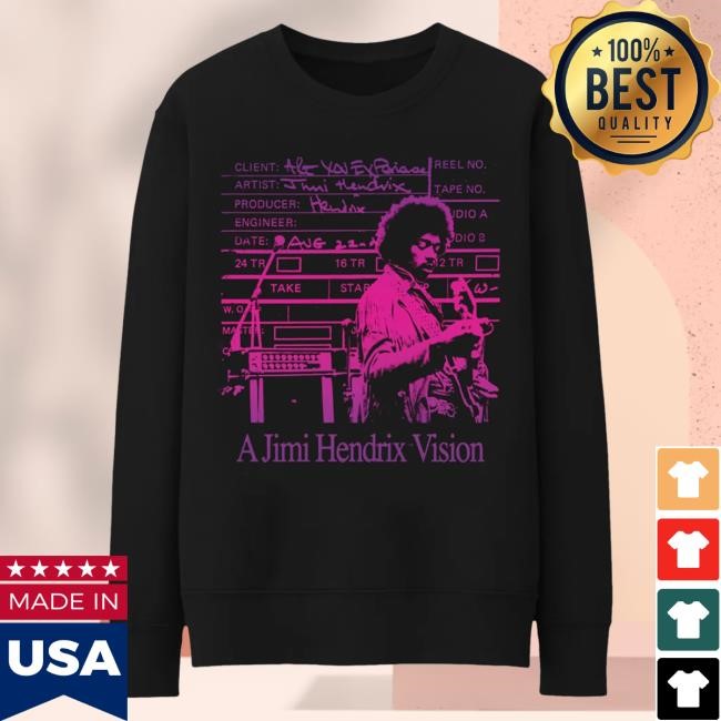 Official Jimi Hendrix Merch Store Jimi Hendrix Vision Crew neck Sweatshirt Black