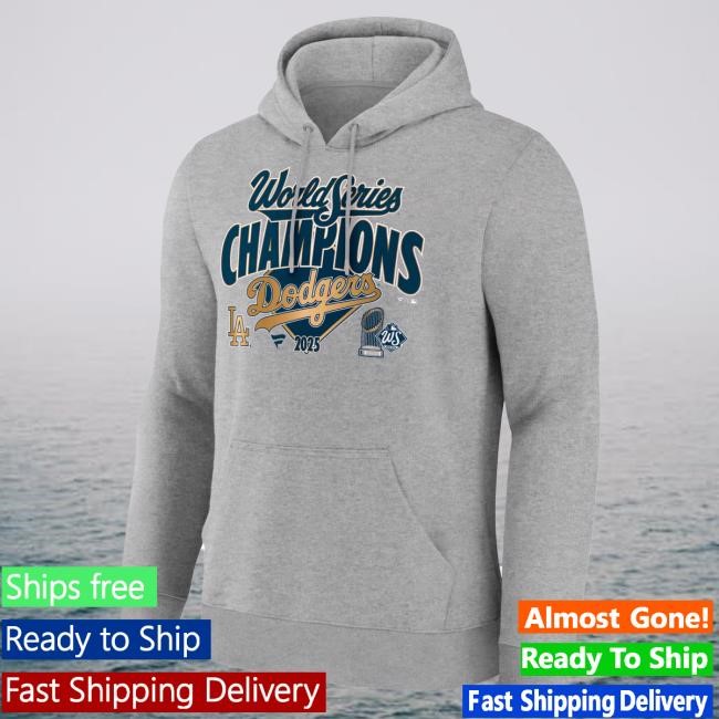 Official Men's Los Angeles Dodgers Fanatics Steel 2025 World Series Champions Locker Room Hoodie Mlb Shop