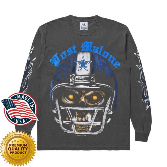 Official Post Malone Cowboys Post Malone + Dallas Cowboys Skeleton Long Sleeve Shirt