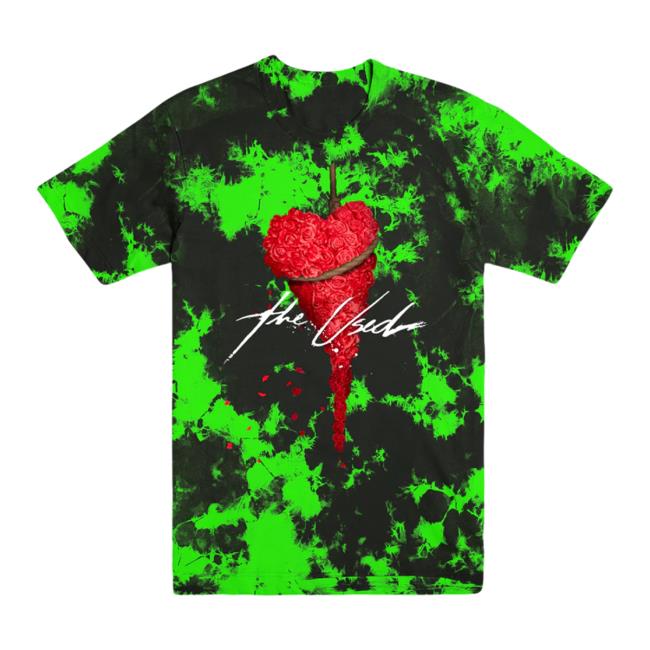 Official The Used Shop Rose Heart Dye Green/Black T-Shirts