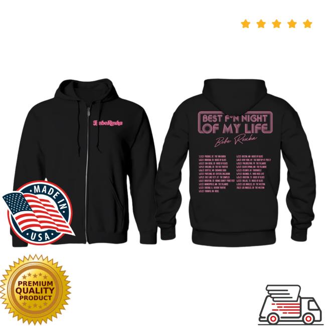 Official Bebe Rexha Hello Merch Store Best F*N Night Of My Life Tour Bebe Rexha Tour Black Zip Hoody BebeRexha Hellomerch