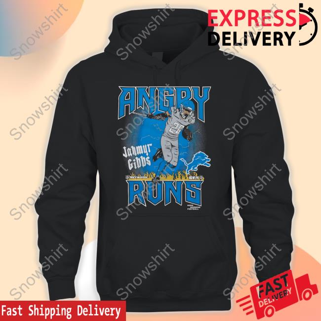 Official Homage Merch Angry Runs Lions Jahmyr Gibbs Shirt Kyle Brandt