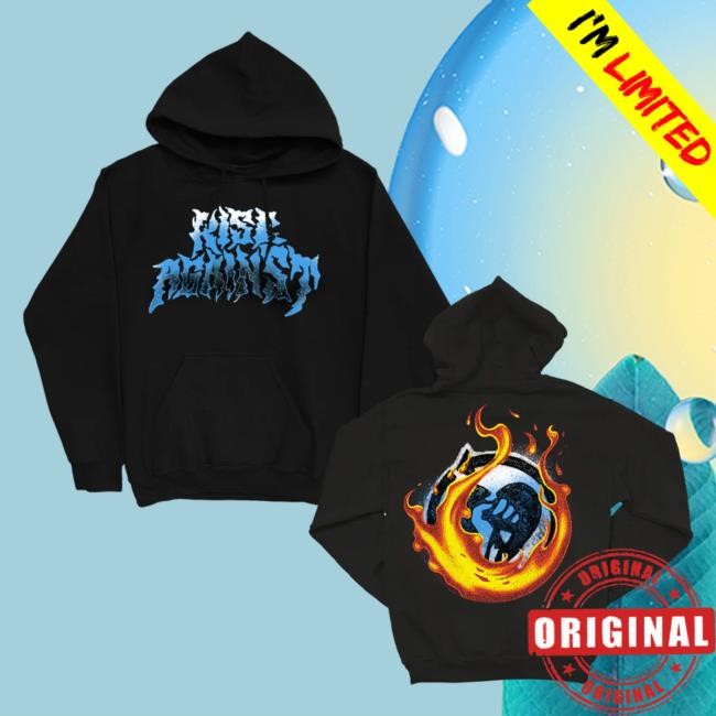Official Rise Against Flamed Heartfist Attractive Hoodie (Black)