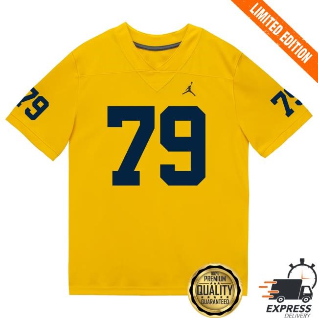 Michigan Wolverines #79 Ty Haywood Student Athlete Maize Football Jersey Tees The M Den Shop Official