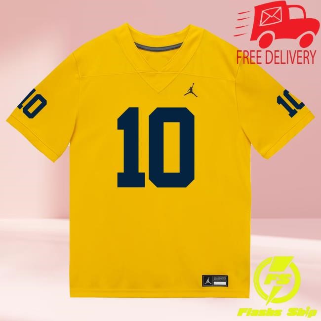 The M Den Michigan Wolverines #10 Zeke Berry Student Athlete Maize Football Jersey Shirts