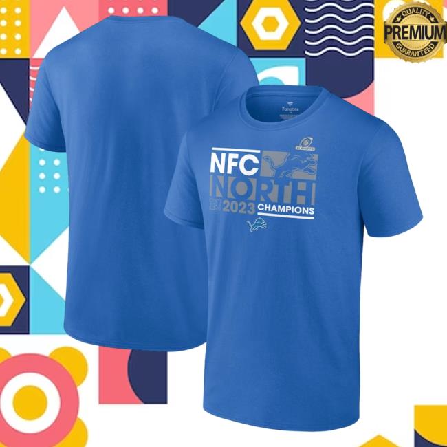 Official Men's Detroit Lions Fanatics Branded Blue 2023 NFC North Division Champions Conquer New Shirt