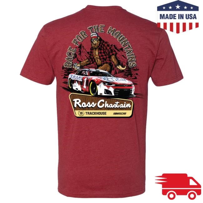 Ross Chastain #1 Busch Light Flannel Sasquatch Tshirt Trackhouse Racing Team Official