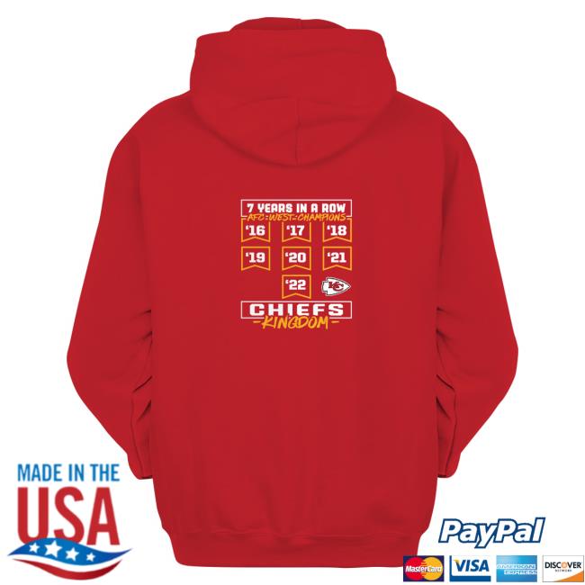 Official Kansas City Chiefs 7 years in a Row AFC West Champions 2022 Chiefs Kingdom Tee Shirt Kansas City Chiefs 7 years in a Row AFC West Champions 2022 Chiefs Kingdom Cap