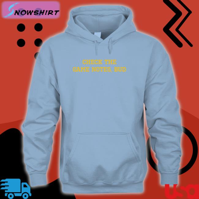 Spittin' Chiclets Check The Game Notes Bud Hoodie Spittin' Chiclets Merch Check The Game Notes Bud Tank Barstool Sports