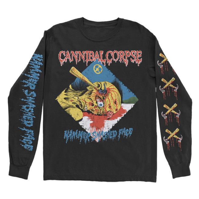 Official Cannibal Corpse Merch Store Hammer Smashed Face Long Sleeve T Shirt Black CannibalCorpse