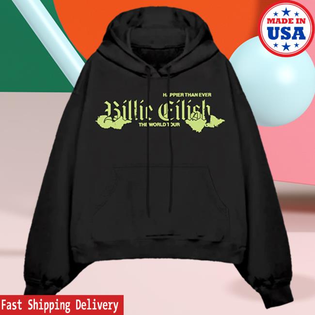 Official Interscope Records Billie Eilish Merch Store World Tour Black Pullover Sweatshirt Billie Eilish Apparel Clothing Shop