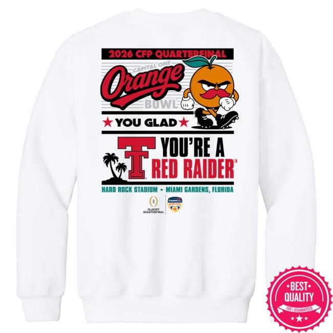 Official Red Raider Outfitter Texas Tech 2025 CFP Orange Bowl - Crew - Orange You Glad - WHITE