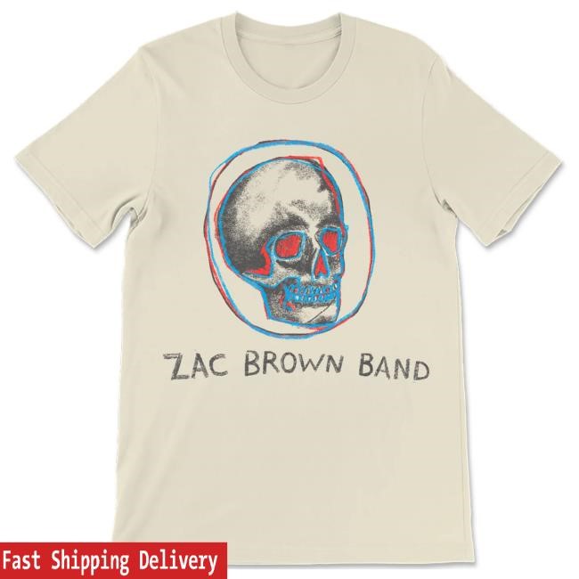 Official Zac Brown Band Red and Blue Skull Shirt New