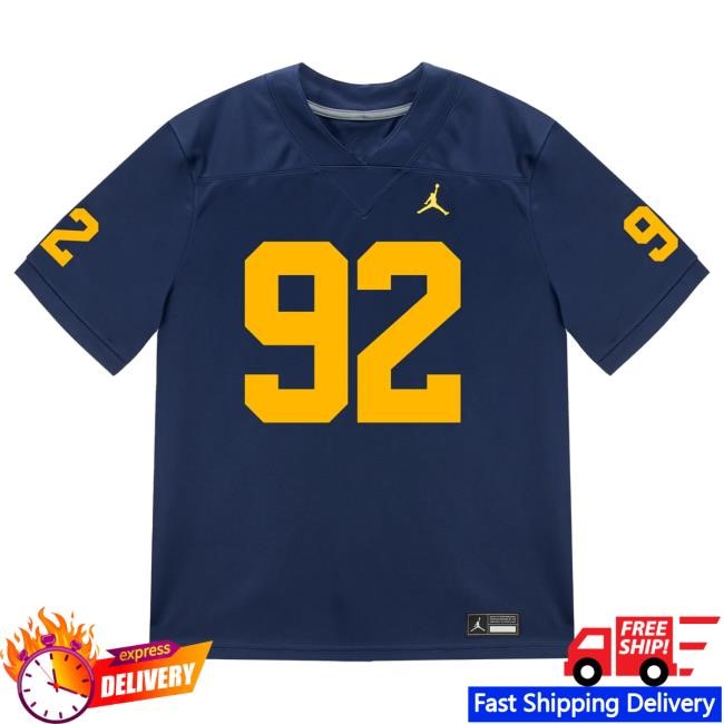 The M Den Michigan Wolverines #92 Ike Iwunnah Student Athlete Blue Football Jersey New Shirt