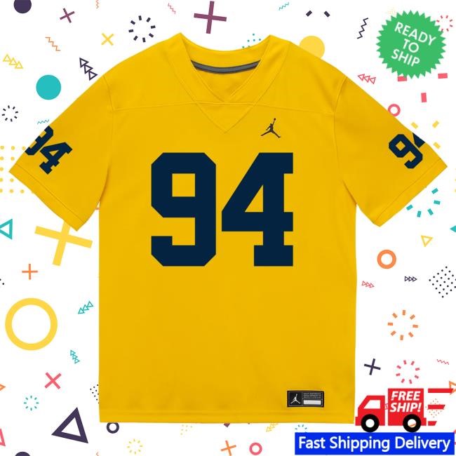 Michigan Wolverines #94 Nate Marshall Student Athlete Maize Football Jersey T Shirt The M Den Shop