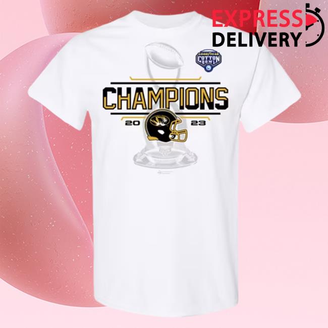 Official Rally House Missouri Tigers White 2023 Cotton Bowl Champions Locker Room T-Shirts