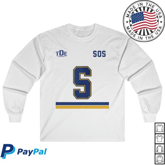 Official SZA Merchandise - SZA SOS Tour Jersey White Navy Gold Long Sleeve Tshirt