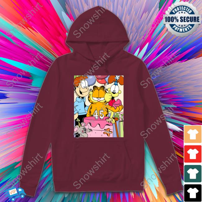 Official Happy Birthday Garfield 45 Old Tee Official Garfield Happy Birthday 45 Old Tee Shirt