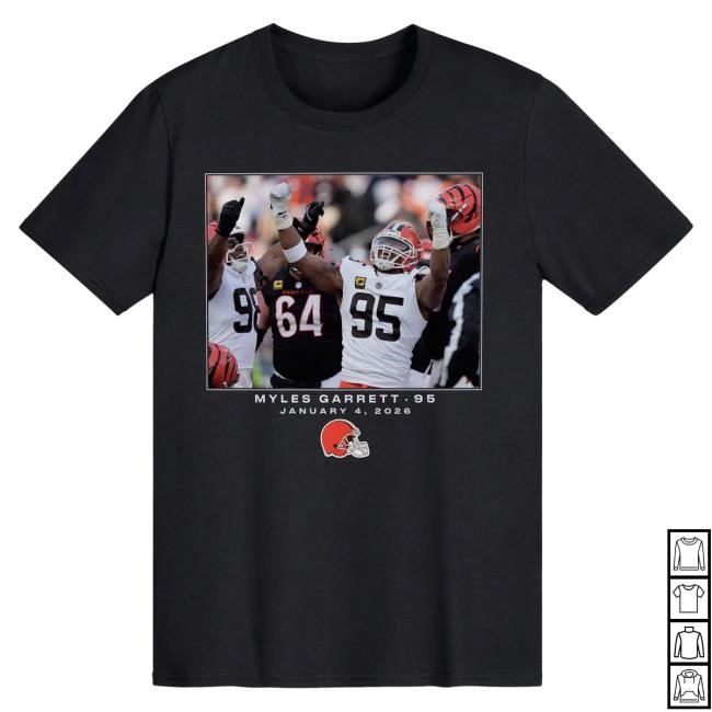 Cleveland Browns Myles Garrett NFL Week 18 Graphic T-Shirt Black