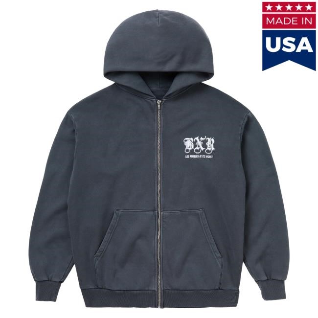 Official Born X Raised Merch Store Shop Jester Zip-Up Hoodie: Vintage Black BornxRaised