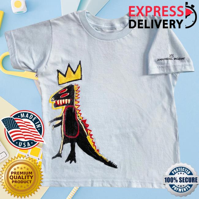 Official The Brant Foundation x Rome Pays Off Jean-Michel Basquiat Pez Dinosaur Tees Blue BrantFoundation