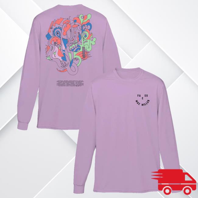 Official Mac Miller Merch Store Mac Miller Faces Smile Purple Long Sleeve Tees Mac Miller Clothing Apparel Shop MacMiller