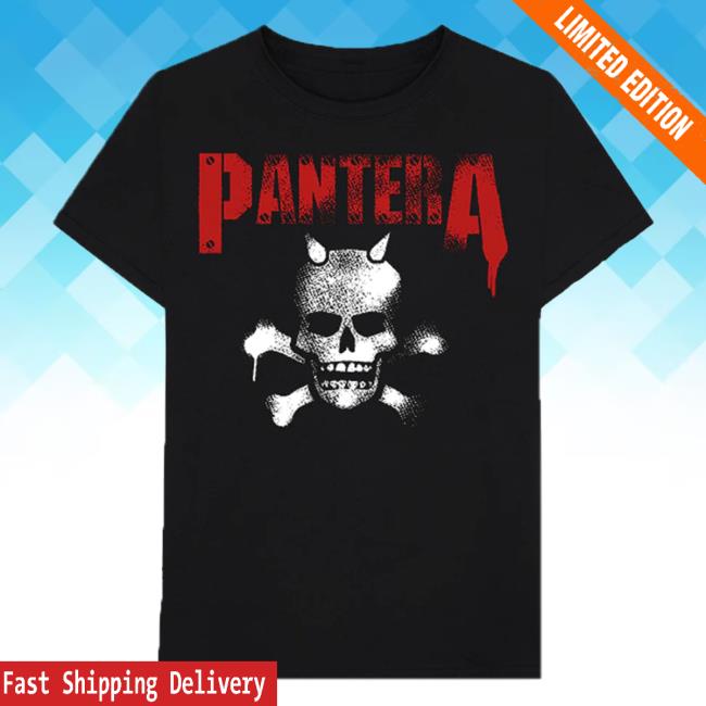 Official Pantera Merch Store Shop Pantera Horned Skull Stencil Attractive Shirt