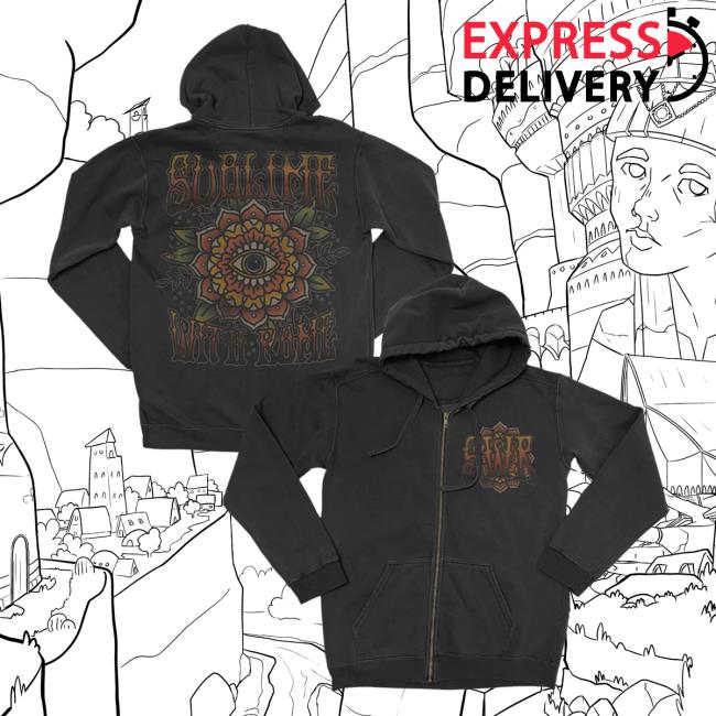 Official Sublime With Rome Traditional Flower Zip Up Pullover Hoodie SublimewithRome