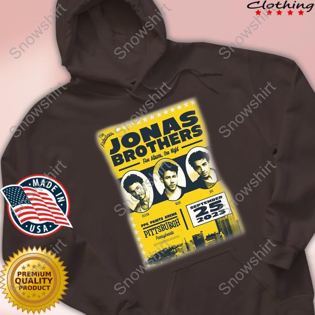 Official Jonas Brothers Merch Pittsburgh Tee Official Jonas Brothers Merch Five Albums One Night Ppg Paints Arena Pittsburgh 2023 Tee
