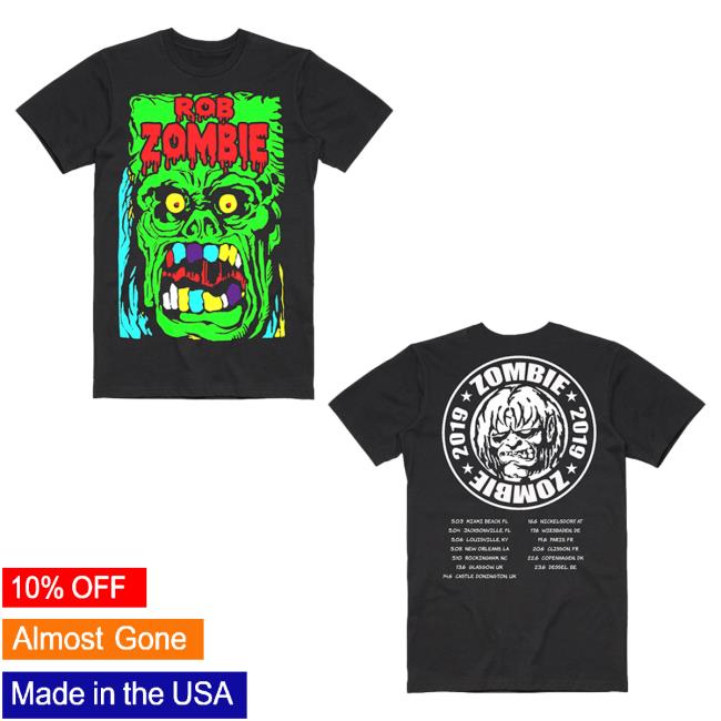 Official Rob Zombie Store Shop Ugly Face 2019 Date Back T-Shirt Rob Zombie Apparel Shop RobZombie