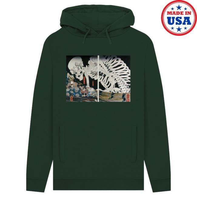 Kuniyoshi Skeleton Spectre Unisex Hood, Evergreen British Museum Store Shop Official Store Shop