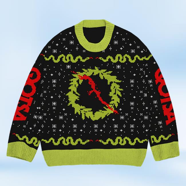 Official Queens Of The Stone Age Qotsa Merch Store Q Wreath Holiday Sweatshirt Queensofthestoneage