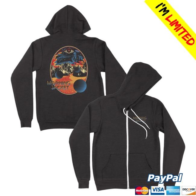 Official My Morning Jacket Merch Store Space Oval Zip Up Pullover Hoodie