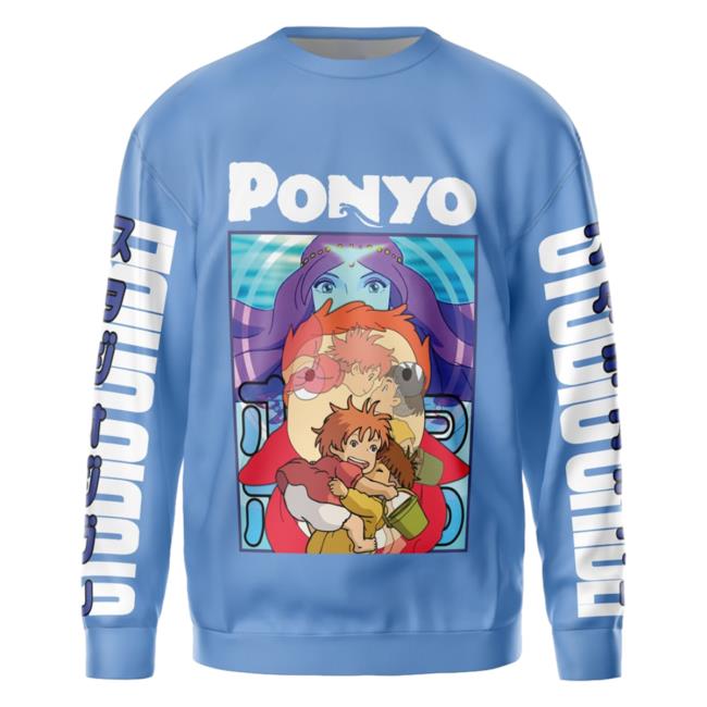 Official Anime Ape Clothing Ponyo Studio Ghibli Streetwear AOP Crewneck 3D All Over Print Animeape