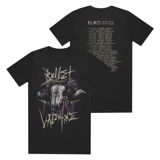 Bullet For My Valentine Ram Skull Black Tour T-Shirts