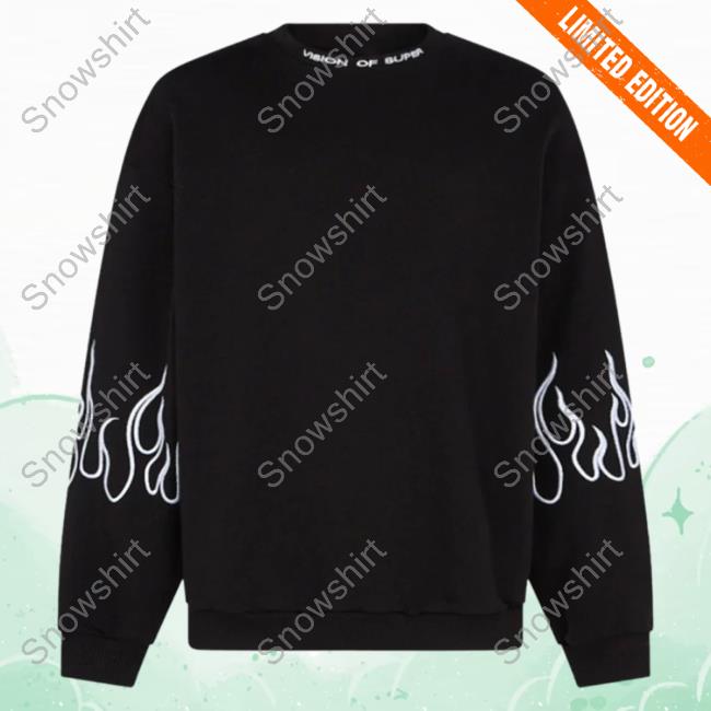 Official Vision Of Super Black Sweater With White Flames
